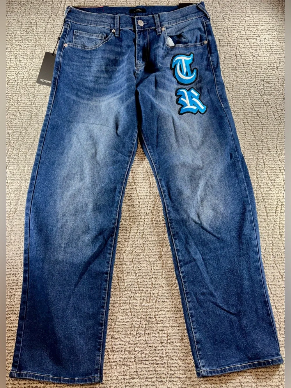 NWT True Religion Men’s 32/32 Medium Blaze Wash Bobby Relaxed Baggy Jeans